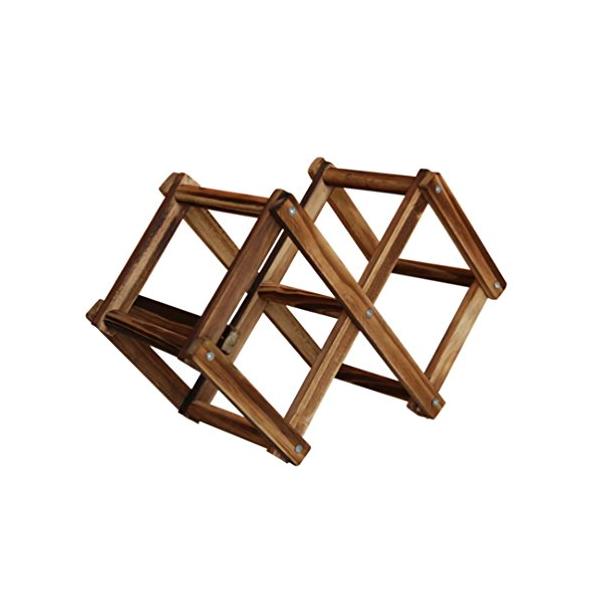 お洒落に整理ワインボトルやビン等の置き場にできる シックな色で落ち着きと高級感のあるデザインの木製のワイン棚です。どんなお部屋やお店にもコーディネートしやすいシンプルさで、レストランや店舗、リビング、ダイニングなどのインテリアにもお勧め コ...