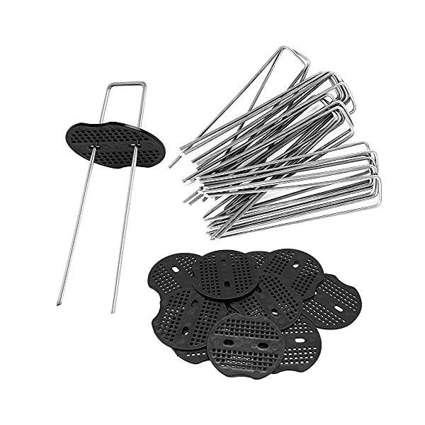 ・セット内容：Uピン杭*20本、黒丸*20枚・Uピン杭素材：スチール・Uピン杭全長：約150mm ・Uピン杭太さ：約3mm・黒丸(ワッシャー)素材：ポリエチレン・黒丸(ワッシャー)直径：約68mmDIY・工具・ガーデン:ガーデン:農業・園芸...