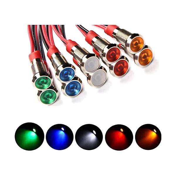 パッケージに含まれるもの：10個のLEDインジケーター 混合色 。安全で耐久性のある：私たちのLEDインジケーター電球は、高品質のステンレスと真鍮のクラッドニッケルシェル素材を使用しており、丈夫で非常に耐久性があり、最高の強度と耐久性を確保...