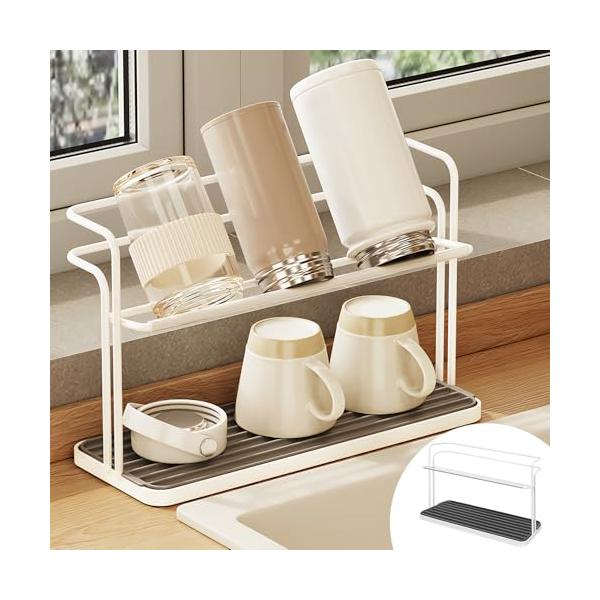 水筒乾燥やボトル収納 ジャグボトルスタンドは長さ31.5cm、速乾性に優れた傾斜設計、さまざまなサイズの水筒や瓶をまとめて並べて乾かし、省スペース。 ジャッグボトルも収納できる大きいさで 2L以内のボトル収納でき 、サイズの異なる水筒類やガ...