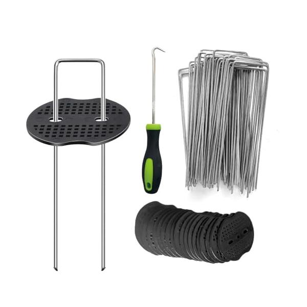 マルチ 防草シート 固定ピン Uピン杭 黒丸付 おさえピン U字型ピンDIY・工具・ガーデン:ガーデン:農業・園芸用資材:マルチ