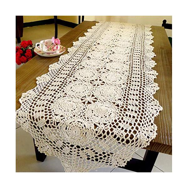 シンプルで可愛い総レースのランナーです。手作りならではのあたたかみを感じられます。食卓はもちろん、インテリア感覚でマルチカバーとしても使えます。素材：綿１００％ 洗えて、重複使えます。サイズ：40*200 cm　40*150 cm　40*1...