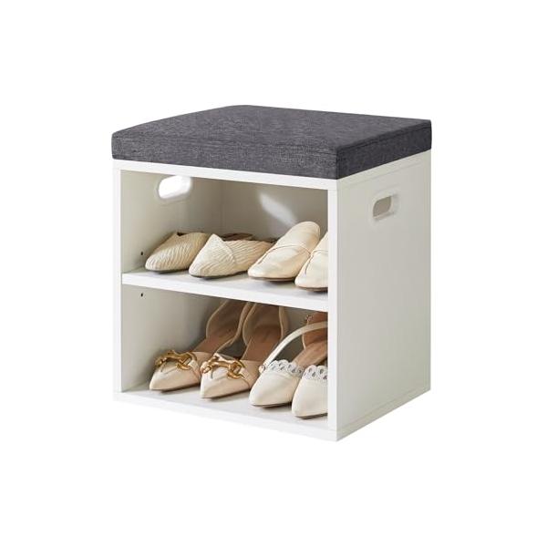 1台2役デザイン：座りこんだり、立ったままではしづらい、毎日の靴の脱ぎ・履きを快適にサポートし、お出かけ、帰宅時の動作をよりスムーズに行っていただけます。三段階調節で便利な収納棚も付くなので、収納スペースも確保でき、1台2役で快適な空間をお...