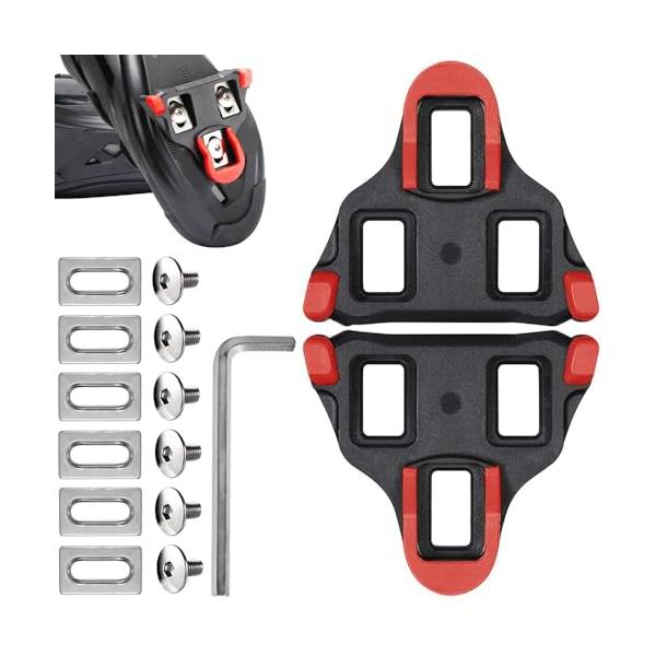 セット内容：クリートペダル2個セット クリート2個、ボルト6本、ワッシャー6個、六角レンチ1個が付属。 カラー：赤；材質：工業用プラスチック；重量: 80g/set；サイズ: 80*70mm；モード: 6* 浮動。滑り止め効果がよく、丈夫で...