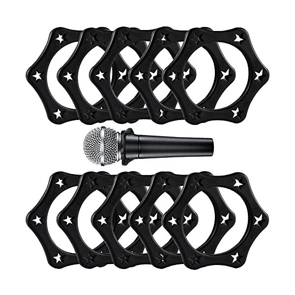 セット内容：10本 六角形スリップリング カラー：ブラックサイズ：外径約60mm 、内径約38mm、高さ約5mm  ほとんどのマイクロホンは、次のような用途に適しています。  材質：シリコンより使いやすい10個セット。通常サイズのハンドヘル...