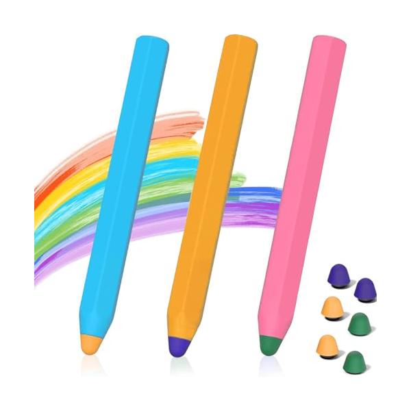 仕様 ：子供用タッチペン3本入り、交換シリカゲルペン先6個付き、本体長11 cm、直径1.2 cm、ペン先直径0.5 cm。 製品マテリアル ：このタッチペンは良質なシリコンゴムで作られており、柔らかいシリコンゴムのペン先はより耐久性があり...