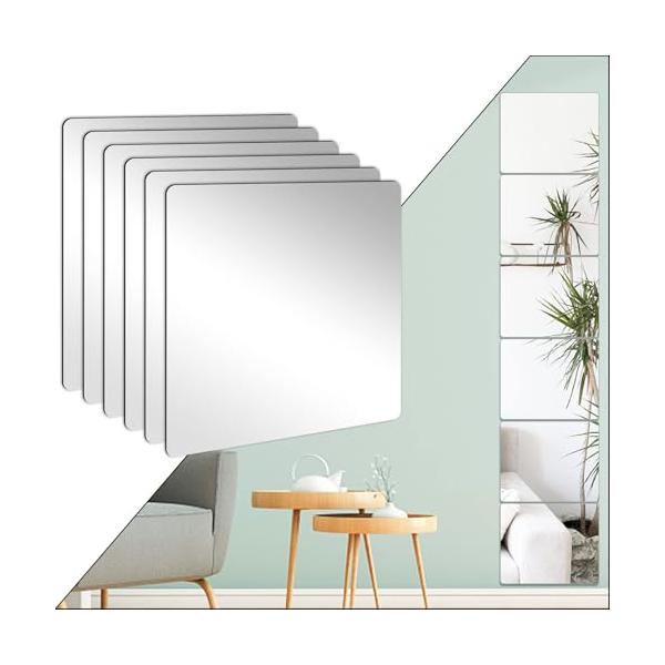 素材と工芸：鏡はいいアクリル素材で作られているので、ガラス製ミラーよりずいぶん軽くて、耐衝撃力が強くて、割れにくいです。さらに、飛散防止加工も角丸加工も施されており、万が一割れてしまっても鏡の破片による怪我しません。だから子供やペットがいる...