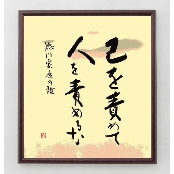 徳川家康の名言色紙 己を責めて 人を責めるな 額付き 直筆済み A0031 偉人の名言 格言ショップ千言堂 通販 Yahoo ショッピング