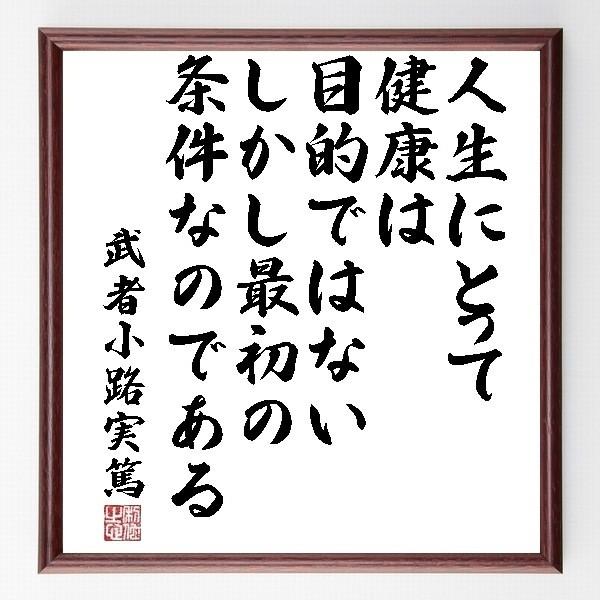 武者小路実篤の名言色紙 人生にとって健康は目的ではないしかし最初の条件なのである 額付き 受注後直筆 Www Elitesolarconcepts Com