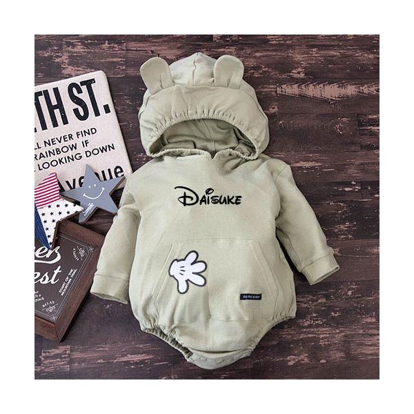 名入れ くま耳ロンパース ハーフバースデー 衣装 男の子 女の子 赤ちゃん 名入り 名前入り 出産祝い お食い初め 退院着 名入れ 名入り 代購幫