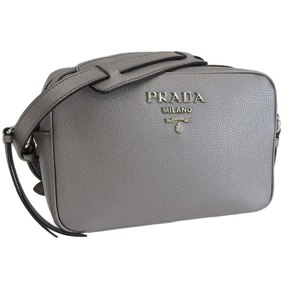 PRADA グレー レザー ショルダーバッグ PRADA（プラダ） バッグ ショルダーバッグ バッグ レザー グレー