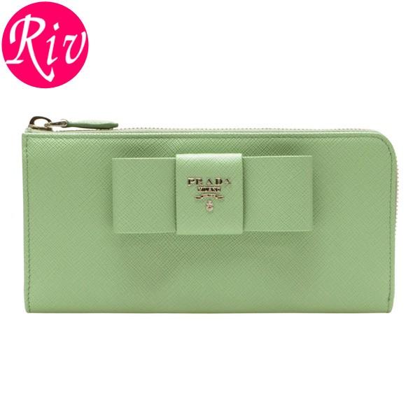PRADA（プラダ） 財布 長財布 L字ファスナー アクアマリン レザー