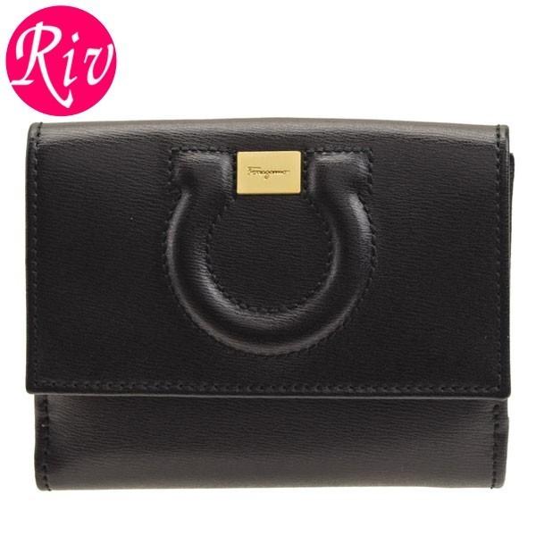 極美品　サルヴァトーレフェラガモ　二つ折り財布 ブラック FERRAGAMO（フェラガモ） サルヴァトーレフェラガモ Salvatore