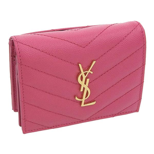 サンローラン パリ SAINT LAURENT 財布 財布 折財布 二つ折り ピンク