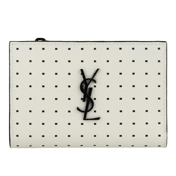 【美品】SAINT LAURENT ドット柄 三つ折り財布 Yves Saint Laurent（イヴ・サンローラン） サンローラン パリ SAINT