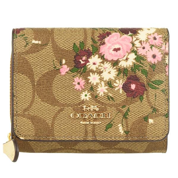 コーチ　折財布　花柄^_^ コーチ COACH 財布 レディース 三つ折り財布 レディース レザー