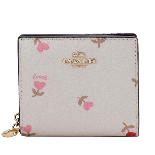 極美品✨COACH コーチ　二つ折り財布　ハート　花　レッド　C2868 COACH（コーチ） 国内発送 財布 レディース 折り財布 ハート