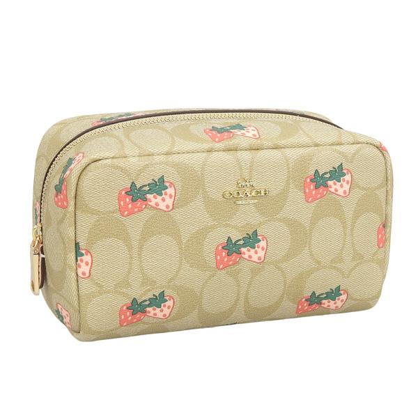 COACH（コーチ） ポーチ 小物入れ シグネチャー ストロベリー ベージュ 
