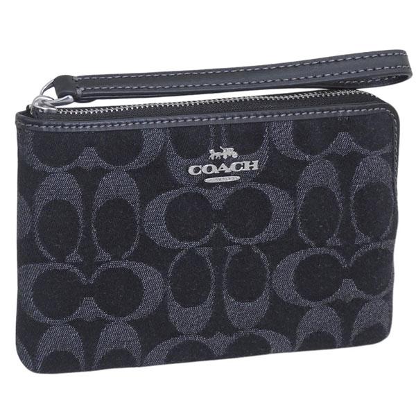 コーチ ポーチ レディース アウトレット リストレット シグネチャーデニム ブラック CRN ZIP DNM SIG CDF27SVBK COACH