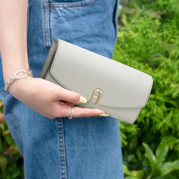 FURLA（フルラ） 財布 レディース 長財布 レザー グレー PRIMULA