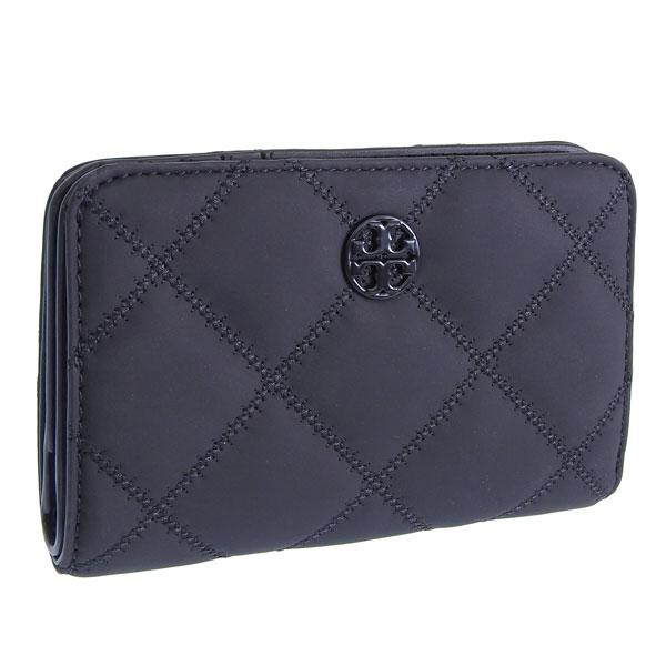 トリーバーチ 財布 レディース 2つ折り 折財布 コンパクト アウトレット ブラック WILLA MATTE MEDIUM WALLET 150061 001 TORY BURCH