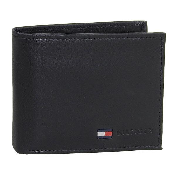 トミーヒルフィガー 財布 メンズ 2つ折り 折財布 コンパクト レザー ブラック COIN WALLET 31TL25X020 001 TOMMY HILFIGER