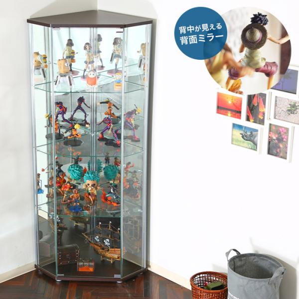 【美品】コレクションシェルフ　フィギュアケース　４段　背面ミラー　グレー Amazon.co.jp: パレットライフ グッズ収納棚 扉付き 可動棚 背面ミラー