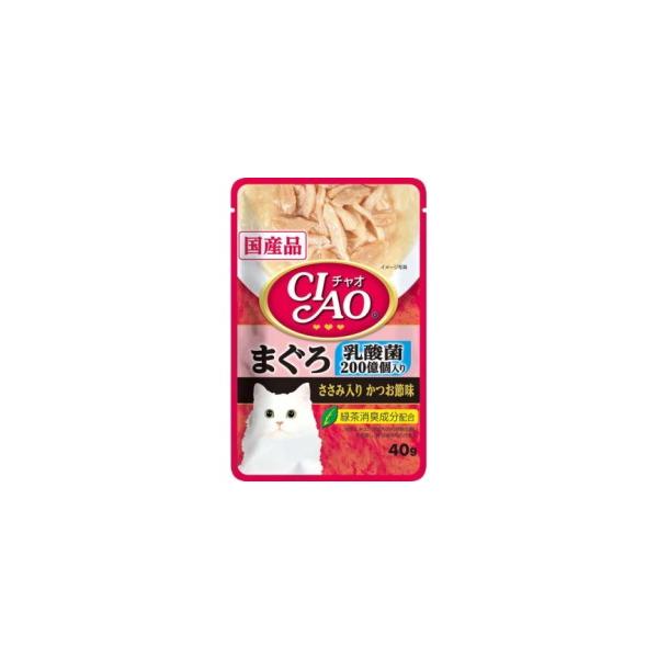 【いなばペット】チャオパウチ　乳酸菌入り　まぐろ　ささみ入りかつお節味　４０ｇ