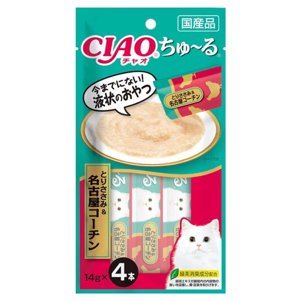 【いなばペット】チャオちゅ〜る　とりささみ＆名古屋コーチン　１４ｇｘ４本　SC-248
