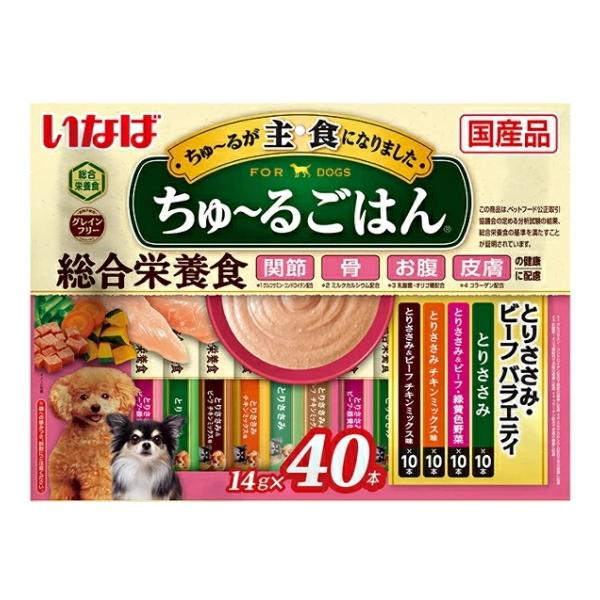他サイト： 【いなばペット】いなばちゅ〜るごはん　とりささみ・ビーフバラエティ　４０本入りの商品画像