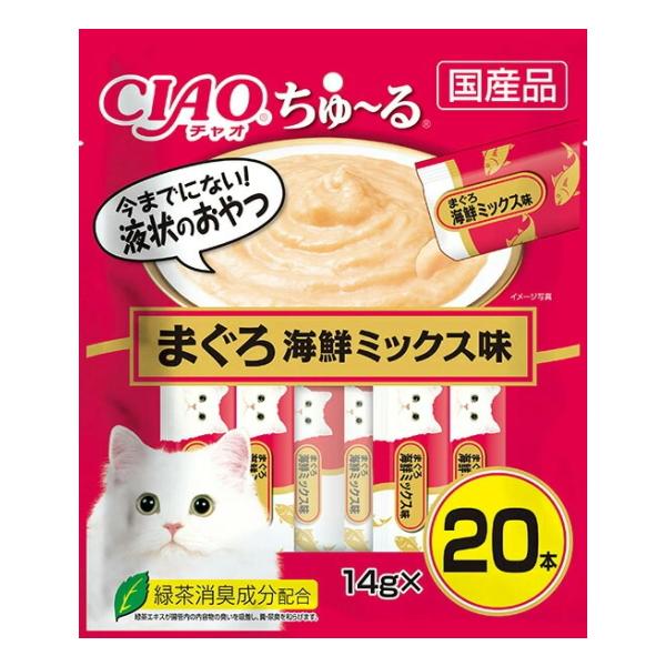 【いなばペット】チャオ　ちゅ〜る　まぐろ　海鮮ミックス味　２０本入りｘ１６個（ケース販売）