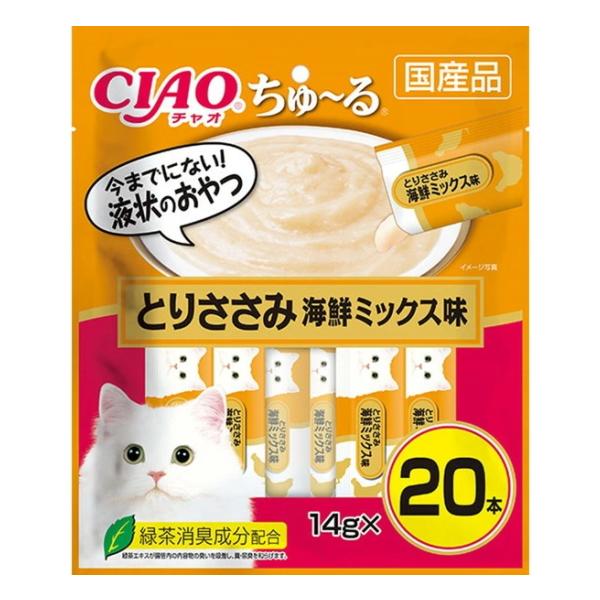 【いなばペット】チャオ　ちゅ〜る　とりささみ　海鮮ミックス味　２０本入り　SC-128