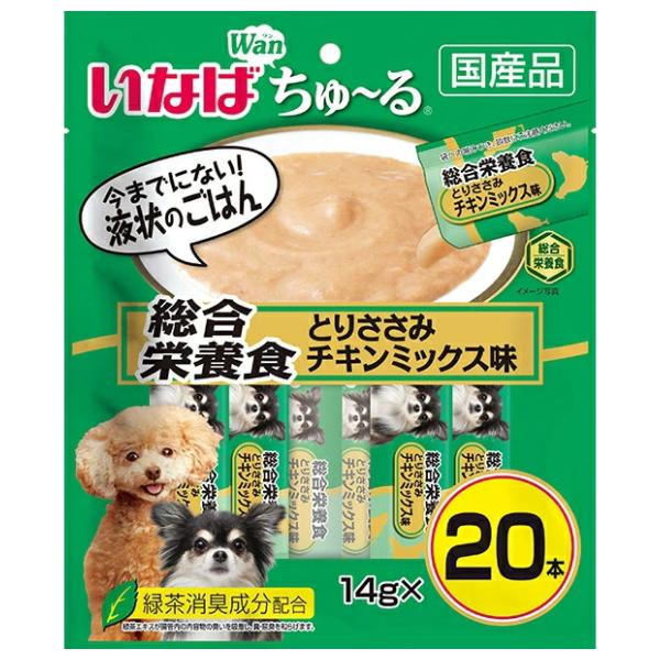 【いなばペット】いなばちゅ〜る　総合栄養食　とりささみ　チキンミックス味　２０本入り