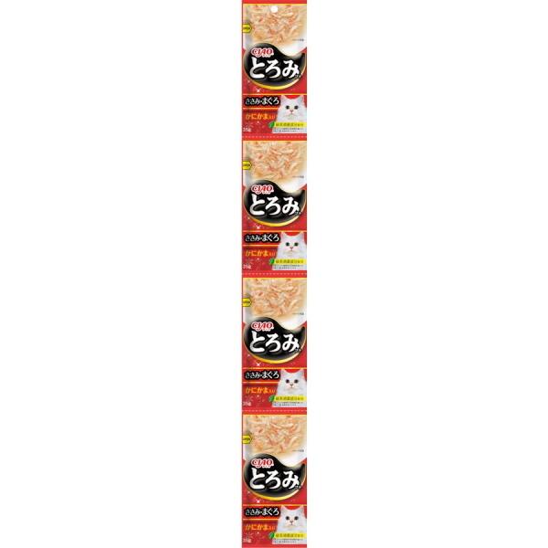【いなばペット】チャオとろみ　とろみプチ　ささみ・まぐろ　かにかま入り　３５ｇｘ４連パック