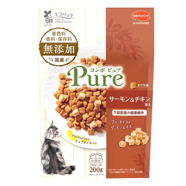 【日本ペット】コンボピュア　キャット　まぐろ味・サーモン＆チキン添え　２００ｇ
