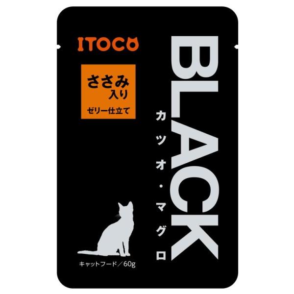 【イトウ＆カンパニー】ＢＬＡＣＫパウチ　ブラックパウチ　カツオ・マグロ　ささみ入り　ゼリー仕立て　６０ｇ