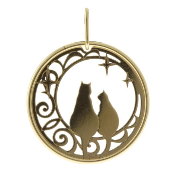 ペアねこ キャット ペンダントトップ 18金 K18イエローゴールド