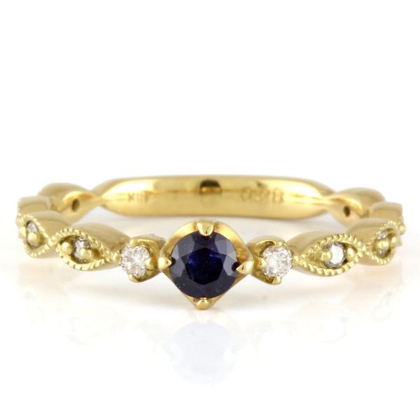 【K18刻印あり】サファイア0.22ctピンキーリング　4号 K18刻印あり】サファイア0.22ctピンキーリング 4号 k18