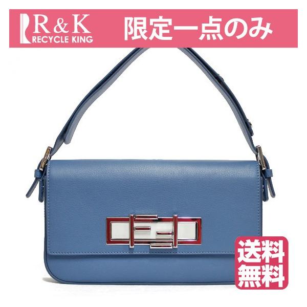 FENDI レザー ショルダーバッグ ブルー系 ブルーグレー系