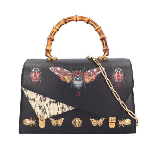 グッチ オッティリア 花刺繍 バンブー 2way ハンドバッグ パイソン GUCCI（グッチ） オッティリア パイソン バンブー ショルダーバッグ