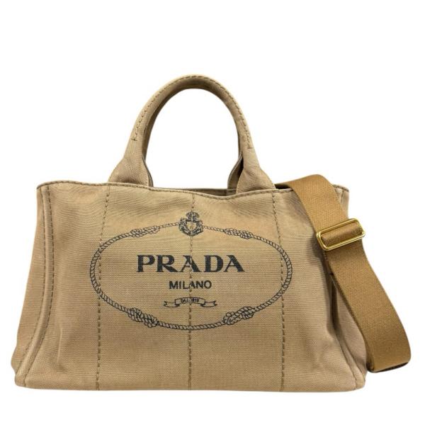 プラダ カナパトート M ショルダーバッグ キャンバス BN2642 レッド レディース PRADA  中古 PRADA - プラダ カナパトート M ショルダーバッグ キャンバス BN2642