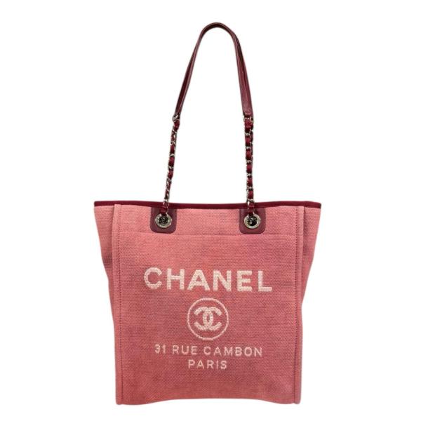 シャネル ドーヴィルPM ショルダーバッグ キャンバス レッド レディース CHANEL  中古 CHANEL（シャネル） ドーヴィルPM ショルダーバッグ キャンバス レッド