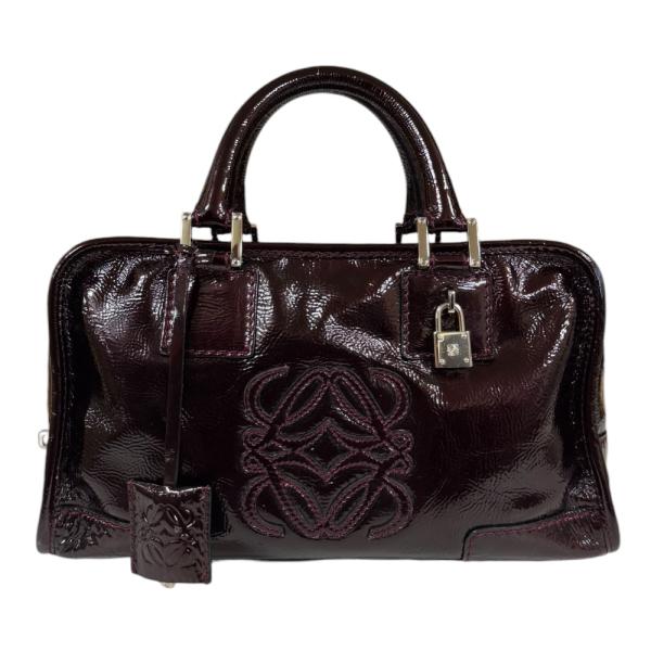 LOEWE（ロエベ） アマソナ28 ハンドバッグ エナメル パープル