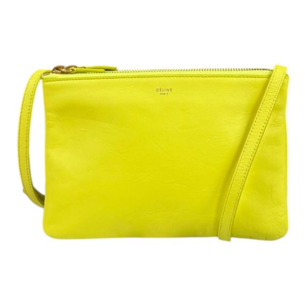 美品✨ CELINE トリオ レザー ショルダーバッグ CELINE】セリーヌ トリオ スモール ショルダーバッグ レザー