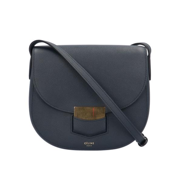 CELINE セリーヌ トロッター ショルダーバッグ レザー ネイビー