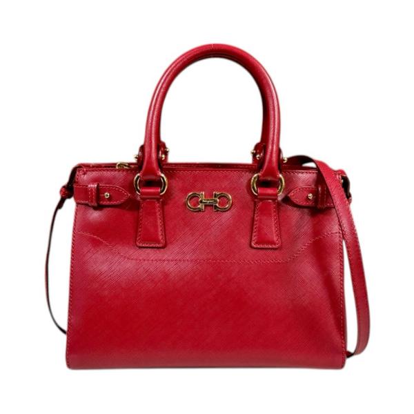 サルヴァトーレフェラガモ バティック ダブルガンチーニ ショルダーバッグ レザー EE-21 E428 レッド レディース Salvatore Ferragamo  中古 サルヴァトーレフェラガモ バティック ダブルガンチーニ レザー EE-21