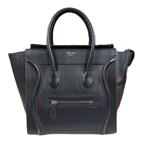 CELINE ブラック ハンドバッグ ⭐︎本日限定⭐︎ CELINE（セリーヌ） ラゲージ マイクロ ハンドバッグ レザー ブラック