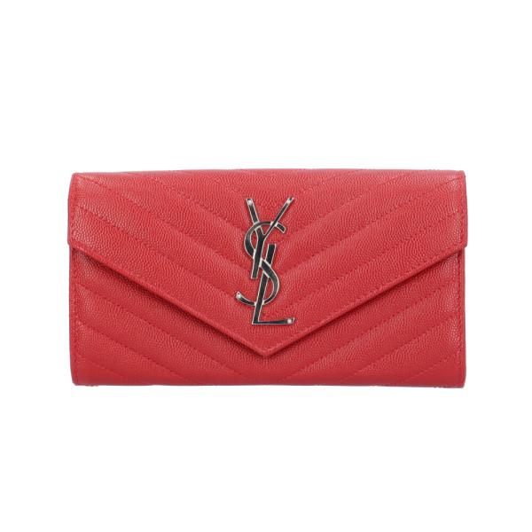 サンローラン ラージフラップ ウォレット 長財布 レザー 372234 レディース SAINT LAURENT  中古 サンローラン ラージフラップ ウォレット 長財布 レザー 372234