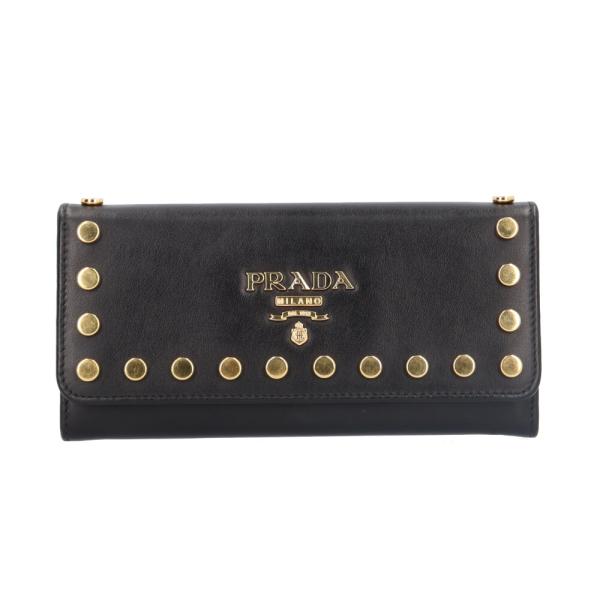PRADA プラダ スタッズ 長財布 レザー 1MH132 レディース 中古 美品