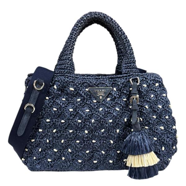 PRADA（プラダ） ショルダーバッグ ラフィア 1BG889 ネイビー